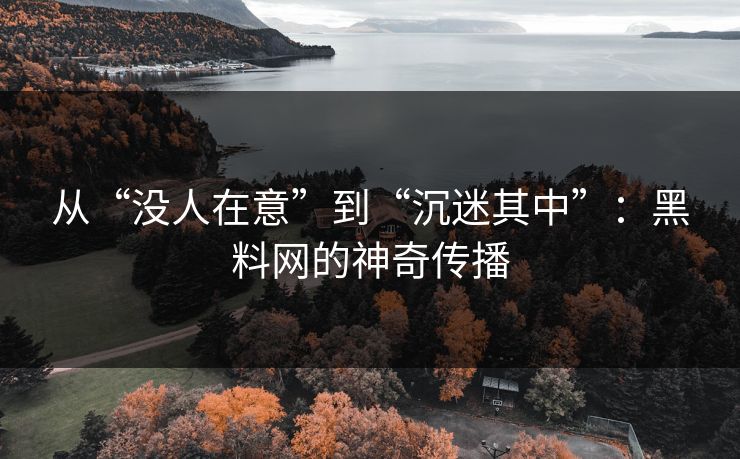 从“没人在意”到“沉迷其中”：黑料网的神奇传播