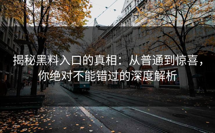 揭秘黑料入口的真相：从普通到惊喜，你绝对不能错过的深度解析