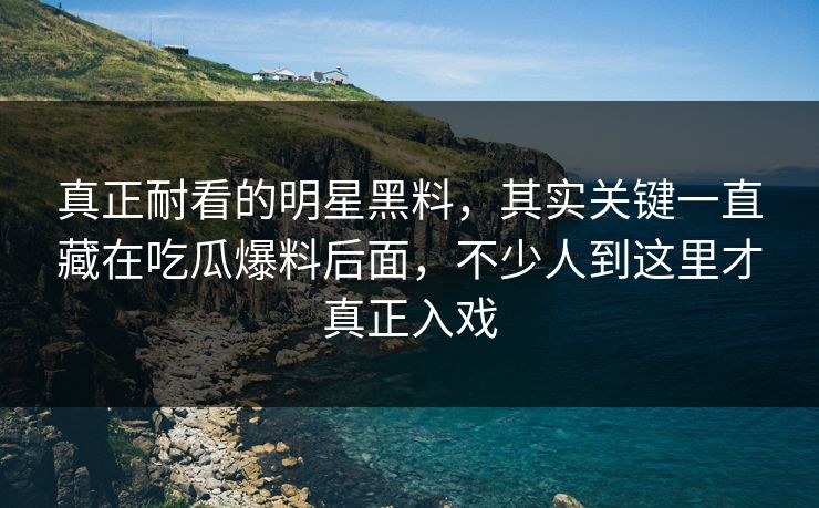 真正耐看的明星黑料，其实关键一直藏在吃瓜爆料后面，不少人到这里才真正入戏