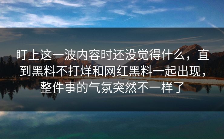 盯上这一波内容时还没觉得什么，直到黑料不打烊和网红黑料一起出现，整件事的气氛突然不一样了