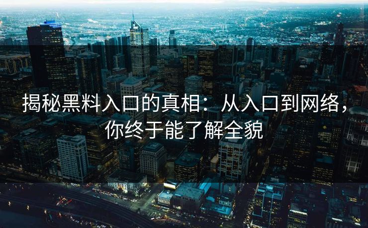 揭秘黑料入口的真相：从入口到网络，你终于能了解全貌