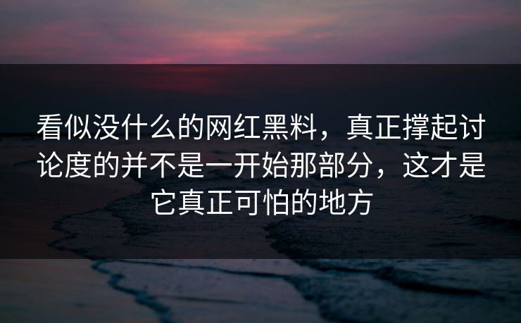 看似没什么的网红黑料，真正撑起讨论度的并不是一开始那部分，这才是它真正可怕的地方